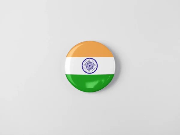 Indian Flag Button Badge – 58mm Glossy Round Pin-Back