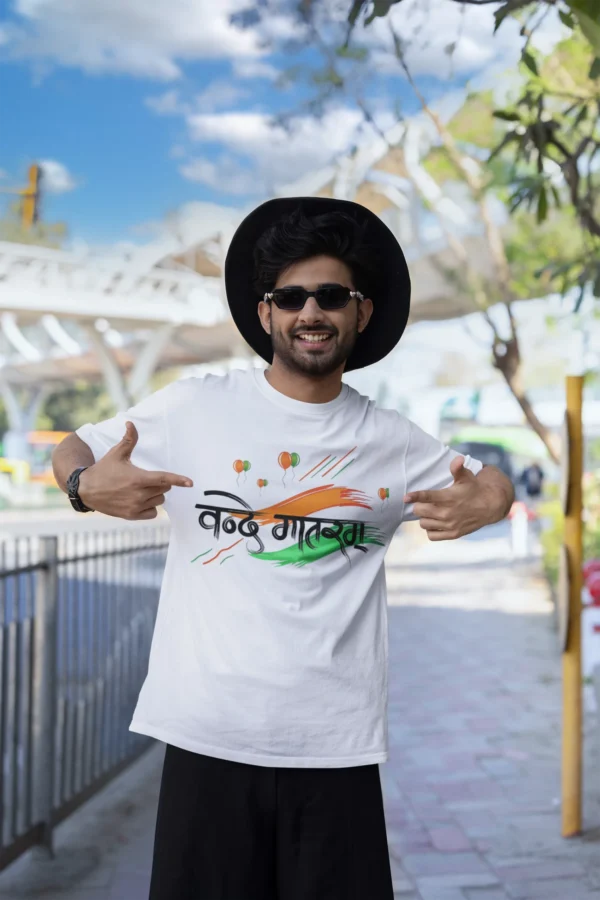 Republic Day 2025 Unisex T-Shirt – Premium Cotton Tricolor Tee with 'Vande Mataram' Design - Image 6