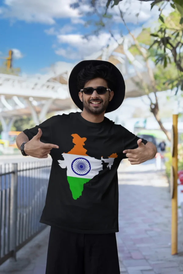 Republic Day 2025 Unisex T-Shirt – Tricolor Cotton Tee with Bold 'India Map' Design