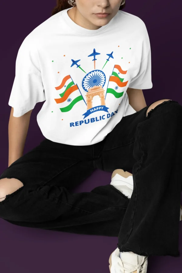 76th Republic Day 2025 Unisex T-Shirt – Premium Cotton Round Neck Patriotic Tee - Image 3