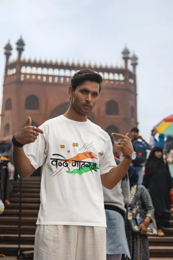 Republic Day 2025 Unisex T-Shirt – Premium Cotton Tricolor Tee with 'Vande Mataram' Design - Image 4