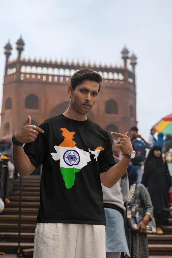 Republic Day 2025 Unisex T-Shirt – Tricolor Cotton Tee with Bold 'India Map' Design - Image 4