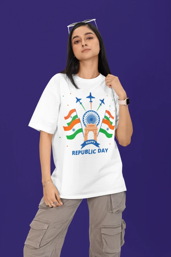 76th Republic Day 2025 Unisex T-Shirt – Premium Cotton Round Neck Patriotic Tee - Image 2