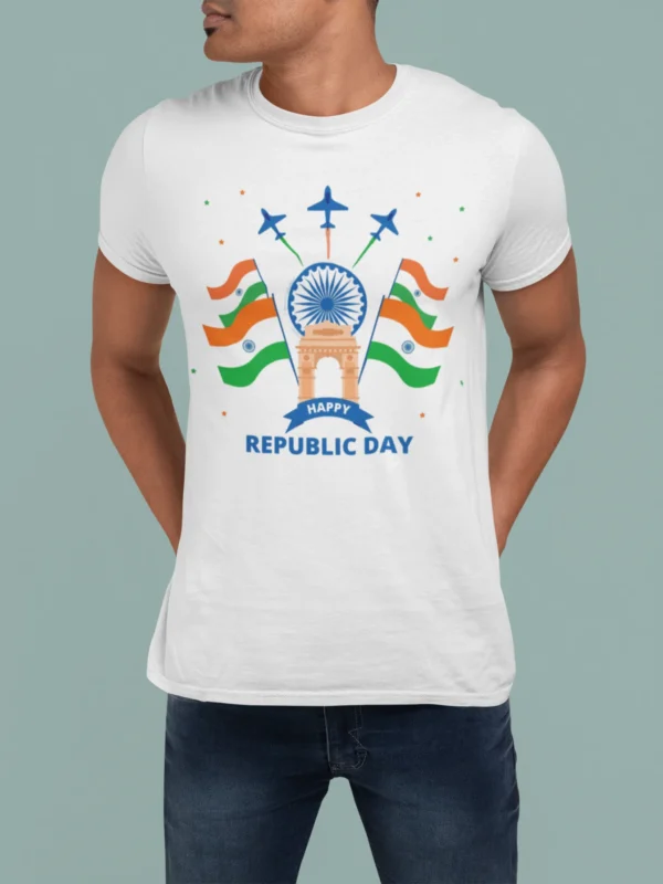 76th Republic Day 2025 Unisex T-Shirt – Premium Cotton Round Neck Patriotic Tee