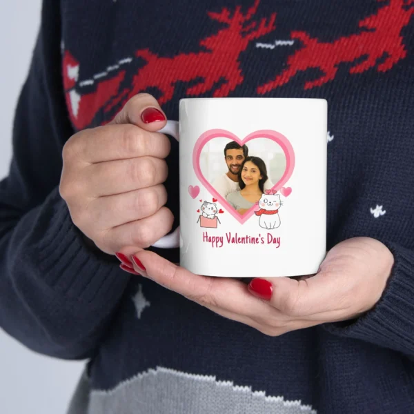 White Love Mug - Customizable 11 Oz Ceramic Mug for Valentine's Day - Image 2