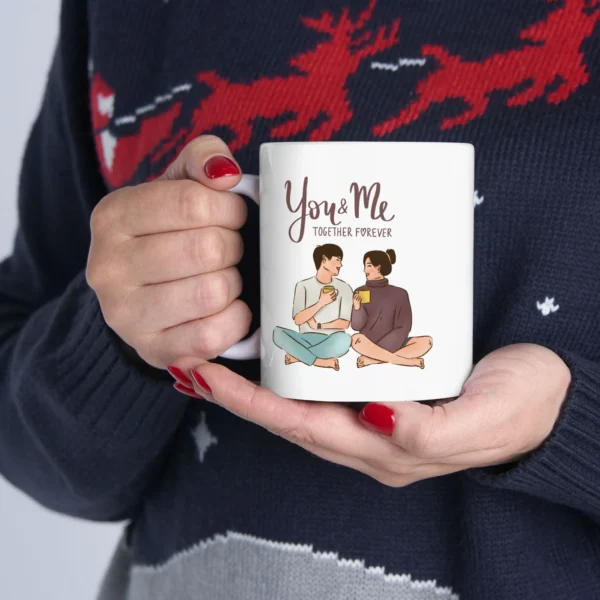 Heart Design Photo Mug - Customizable 11 Oz Ceramic Mug for Valentine's Day - Image 2