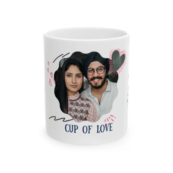 Personalized Love Photo Mug - Customizable 11 Oz Ceramic Mug for Valentine's Day Gift